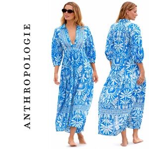 Anthropologie Carolita Printed Tiered Shirt Dress by Celandine